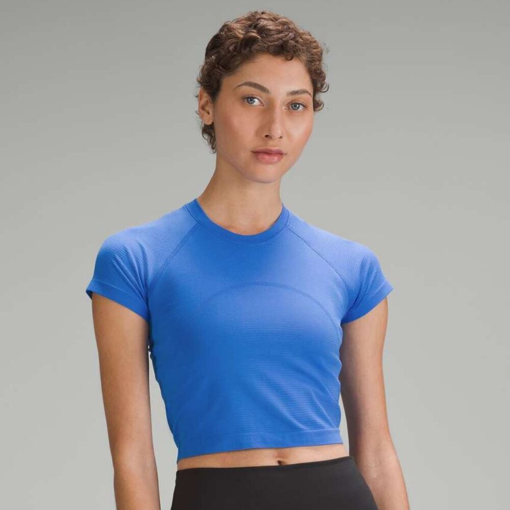 Lululemon Swiftly Tech Cropped Short-Sleeve Shirt 2.0 Pipe Dream Blue - Picture 2 of 7